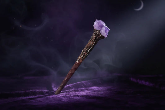 Crystal Magic Wand - Sorceress Sanctuary Topaz / Standard-Amethyst Flowers / Standard-Red Agate / Standard-Green Aventurine / Standard-Amethyst / Standard