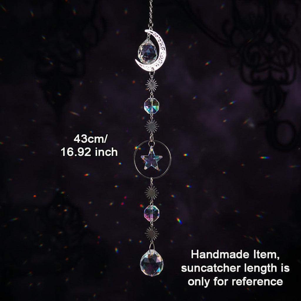 Decorative suncatcher with crystals on a plain background