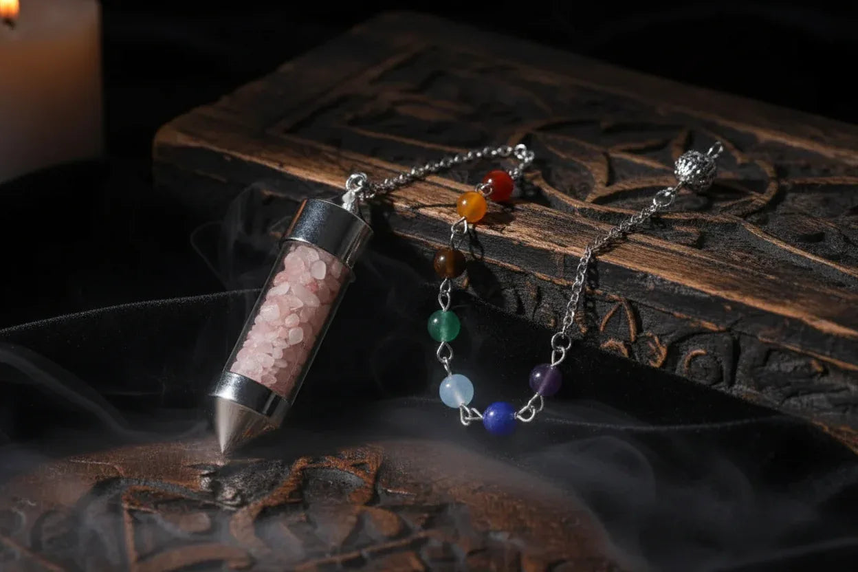 Crystal Pendulum - Sorceress Sanctuary Chakela-Amethyst-Fandongling-Fluorite-Tigereye