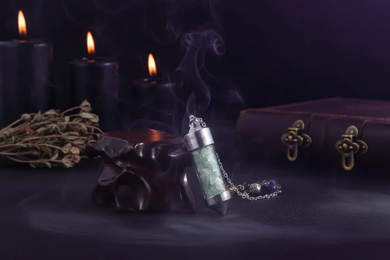 Crystal Pendulum - Sorceress Sanctuary Chakela-Amethyst-Fandongling-Fluorite-Tigereye
