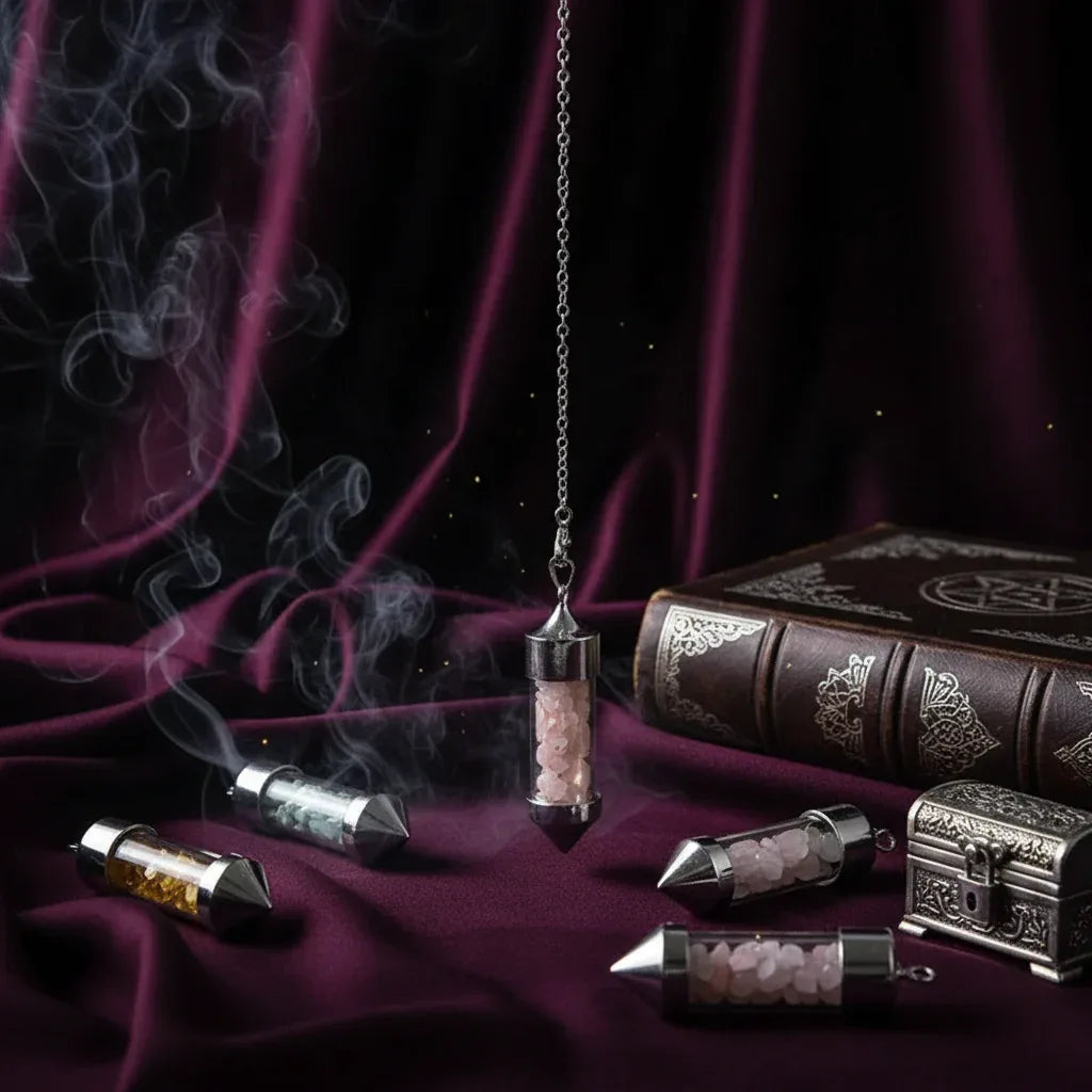 Crystal Pendulum - Sorceress Sanctuary Chakela-Amethyst-Fandongling-Fluorite-Tigereye