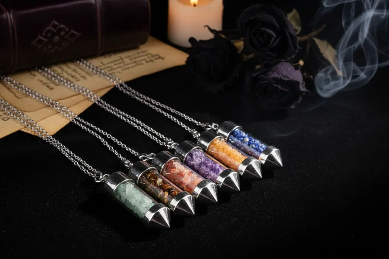 Crystal Pendulum - Sorceress Sanctuary Chakela-Amethyst-Fandongling-Fluorite-Tigereye
