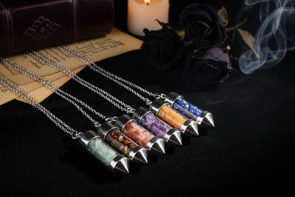 Crystal Pendulum - Sorceress Sanctuary Chakela-Amethyst-Fandongling-Fluorite-Tigereye