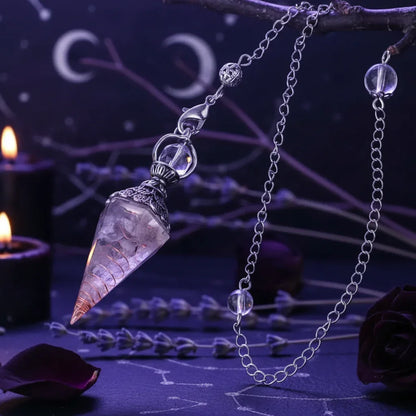 Crystal Pendulum - Sorceress Sanctuary Olive green-Lemon Pink Crystal-Tiger Eye-Lemon Crystal-Lapis