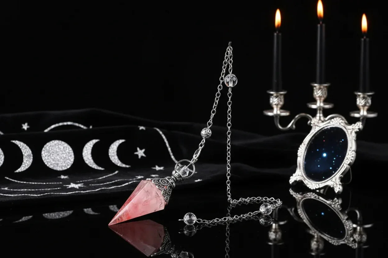 Crystal Pendulum - Sorceress Sanctuary Olive green-Lemon Pink Crystal-Tiger Eye-Lemon Crystal-Lapis