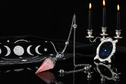 Crystal Pendulum - Sorceress Sanctuary Olive green-Lemon Pink Crystal-Tiger Eye-Lemon Crystal-Lapis