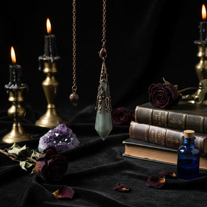 Crystal Prism Pendulum - Sorceress Sanctuary Tiger Eye-Black Onyx-Opal-White crystal-Flash stone
