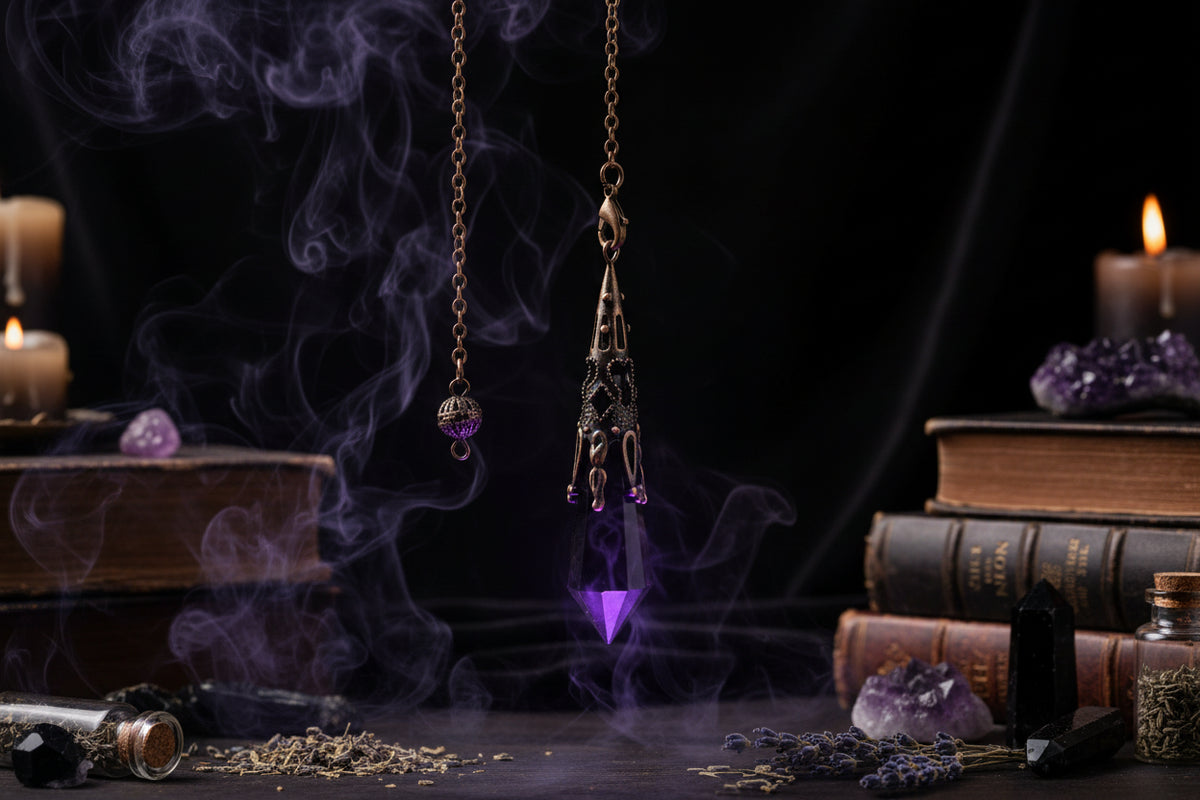 Crystal Prism Pendulum - Sorceress Sanctuary Tiger Eye-Black Onyx-Opal-White crystal-Flash stone