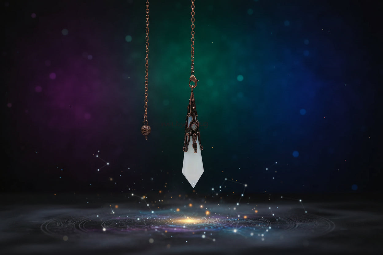 Crystal Prism Pendulum - Sorceress Sanctuary Tiger Eye-Black Onyx-Opal-White crystal-Flash stone