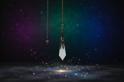 Crystal Prism Pendulum - Sorceress Sanctuary Tiger Eye-Black Onyx-Opal-White crystal-Flash stone