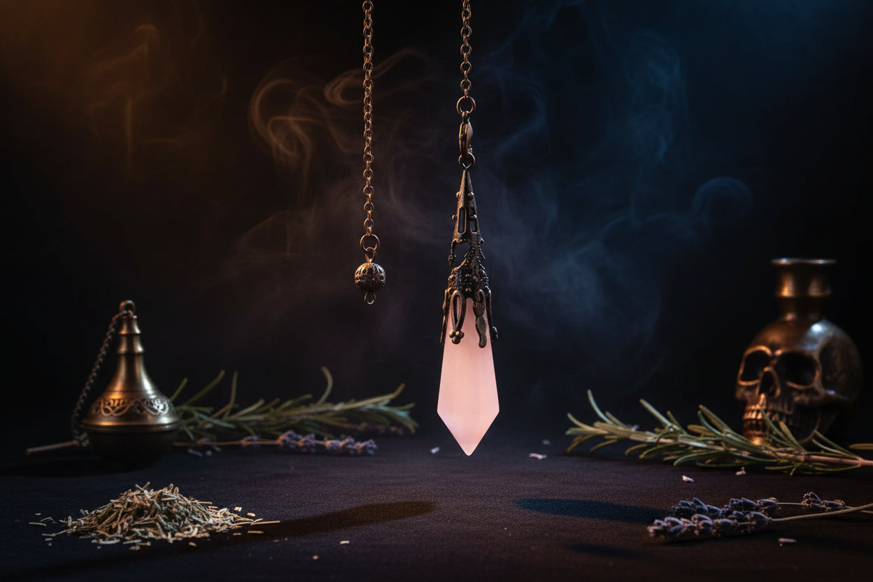 Crystal Prism Pendulum - Sorceress Sanctuary Tiger Eye-Black Onyx-Opal-White crystal-Flash stone