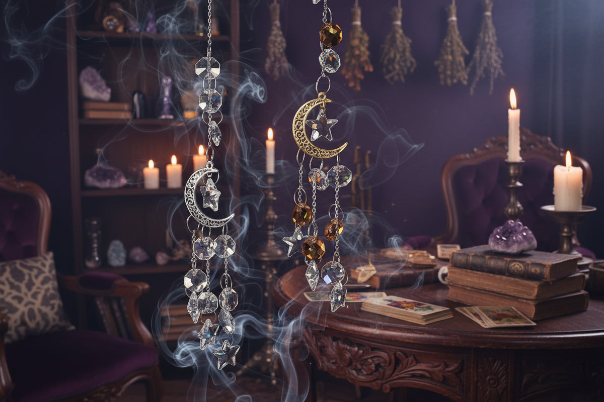 Crystal Suncatcher - Sorceress Sanctuary Golden Moon-Silvery Moon