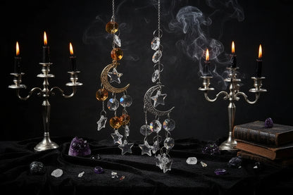 Crystal Suncatcher - Sorceress Sanctuary Golden Moon-Silvery Moon