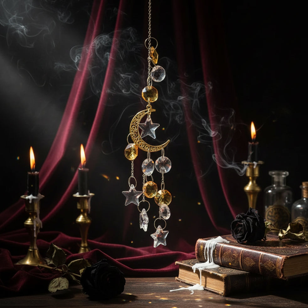 Crystal Suncatcher - Sorceress Sanctuary Golden Moon-Silvery Moon