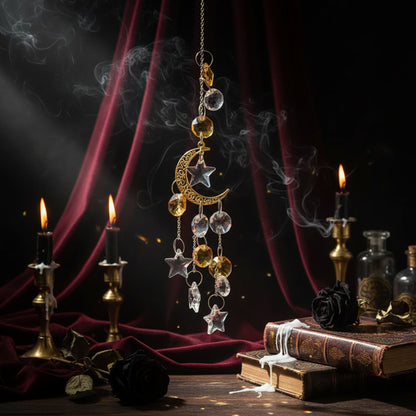 Crystal Suncatcher - Sorceress Sanctuary Golden Moon-Silvery Moon
