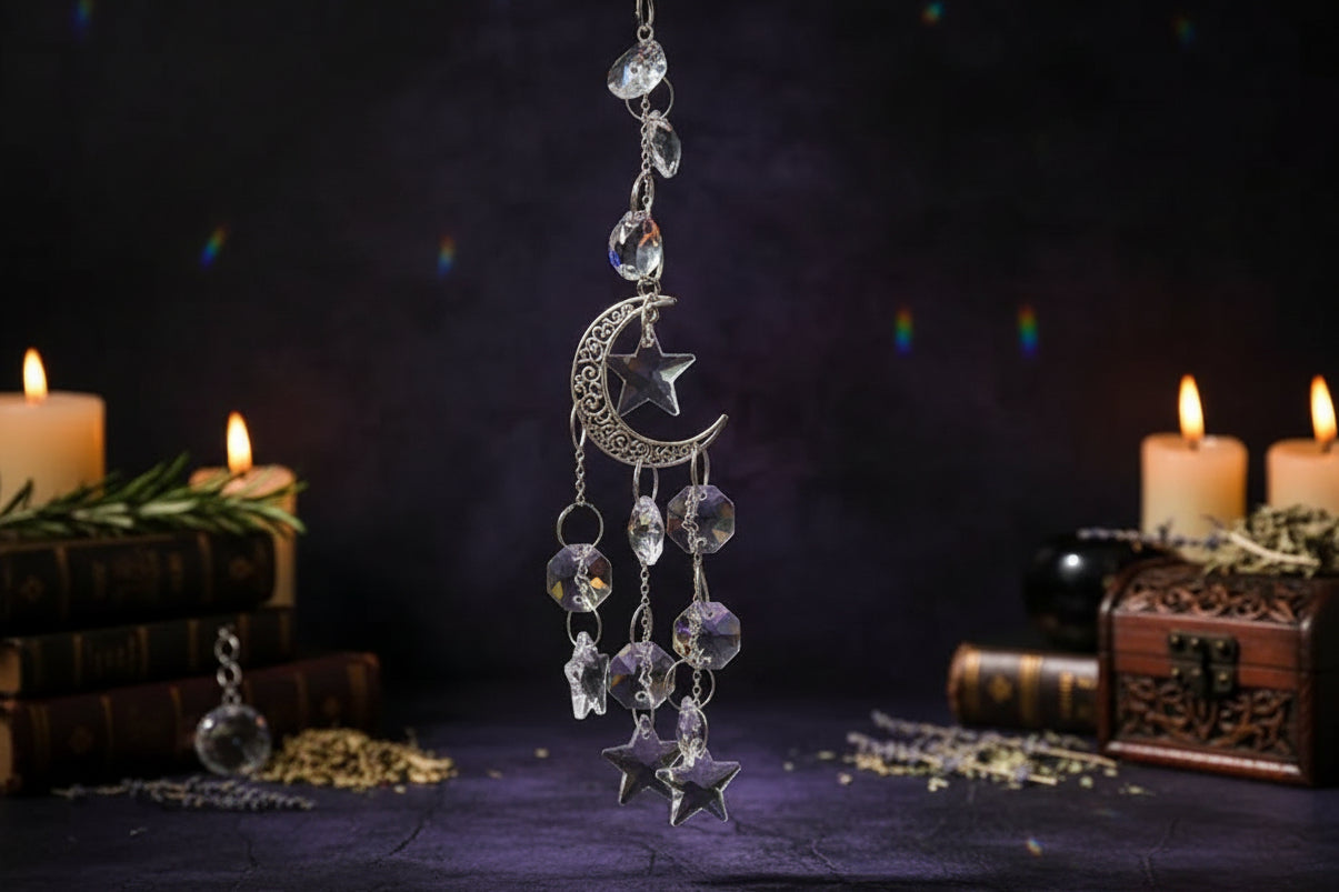 Crystal Suncatcher - Sorceress Sanctuary Golden Moon-Silvery Moon