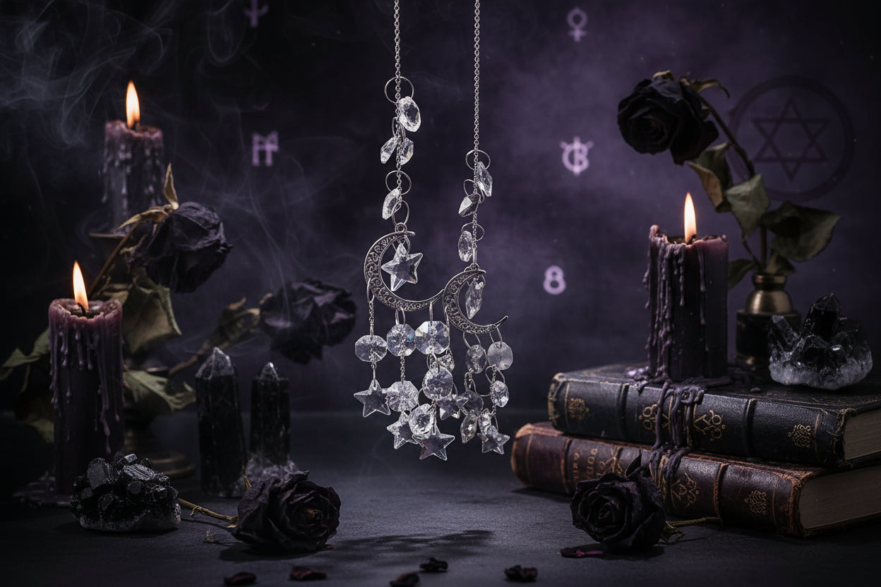 Crystal Suncatcher - Sorceress Sanctuary Golden Moon-Silvery Moon