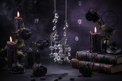 Crystal Suncatcher - Sorceress Sanctuary Golden Moon-Silvery Moon