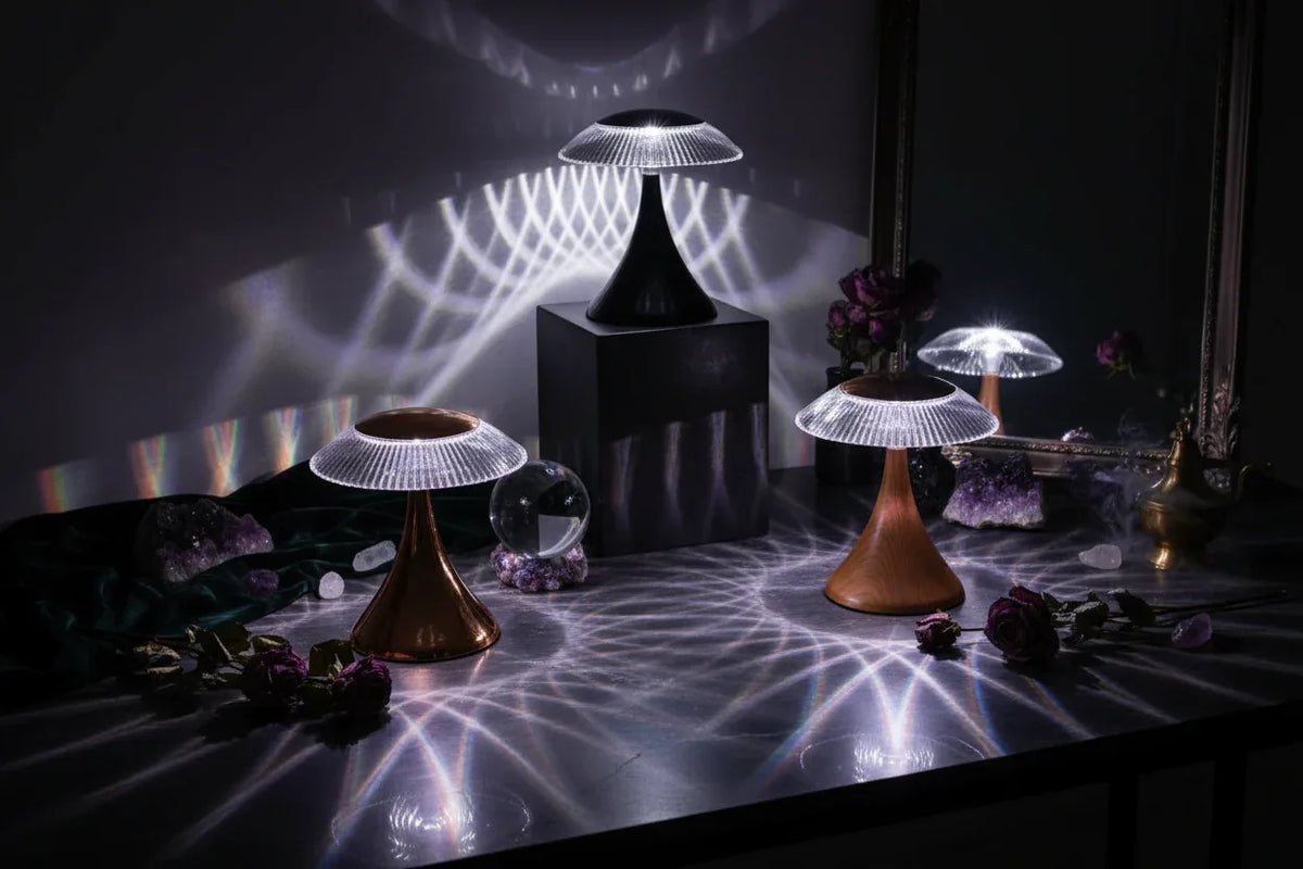 Crystal Touch Lamp - Sorceress Sanctuary Black-Golden-Silvery-Wood Grain-White