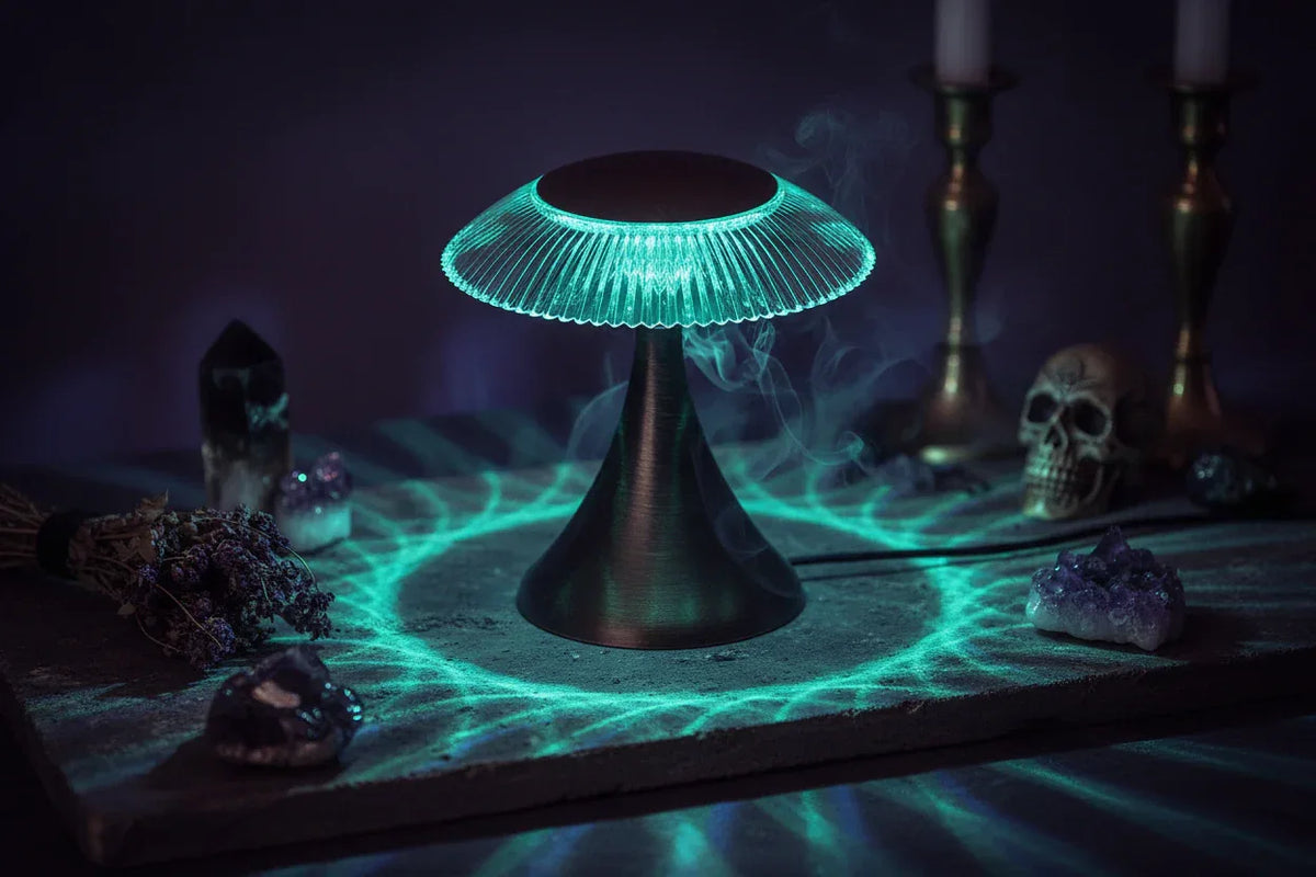Crystal Touch Lamp - Sorceress Sanctuary Black-Golden-Silvery-Wood Grain-White