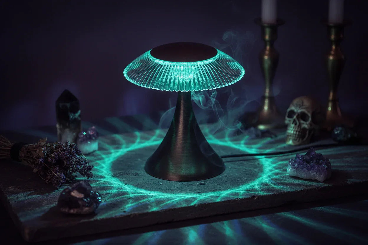 Crystal Touch Lamp - Sorceress Sanctuary Black-Golden-Silvery-Wood Grain-White