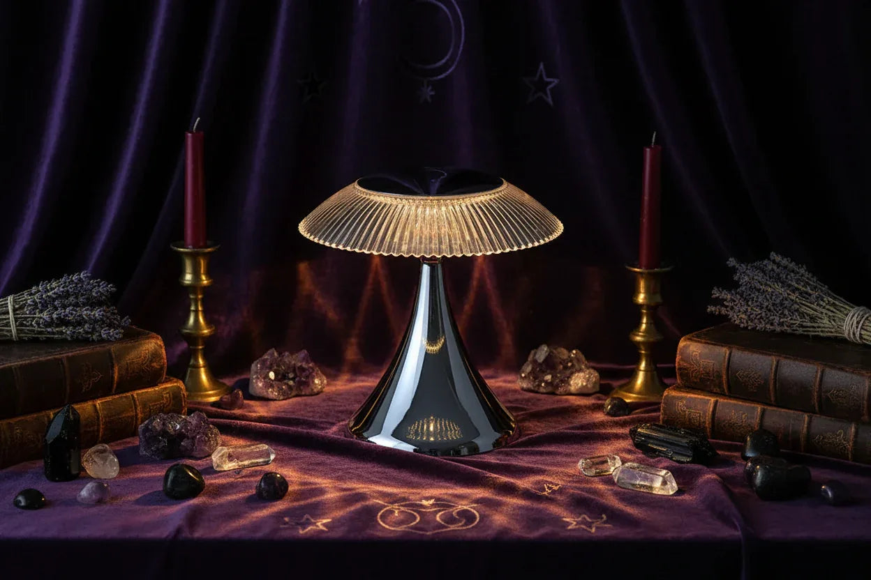 Crystal Touch Lamp - Sorceress Sanctuary Black-Golden-Silvery-Wood Grain-White