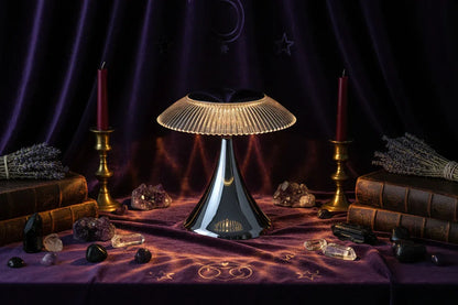 Crystal Touch Lamp - Sorceress Sanctuary Black-Golden-Silvery-Wood Grain-White