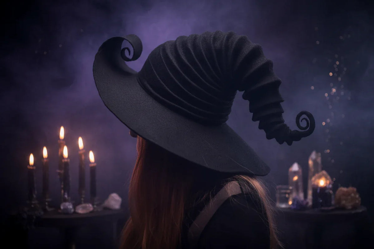 Curled Witch Hat - Sorceress Sanctuary Black / 40*35cm