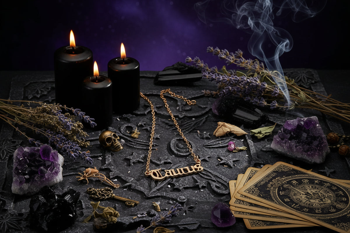 Cursive Zodiac Necklace - Sorceress Sanctuary Taurus-Pisces-Virgo-Capricorn-Aries