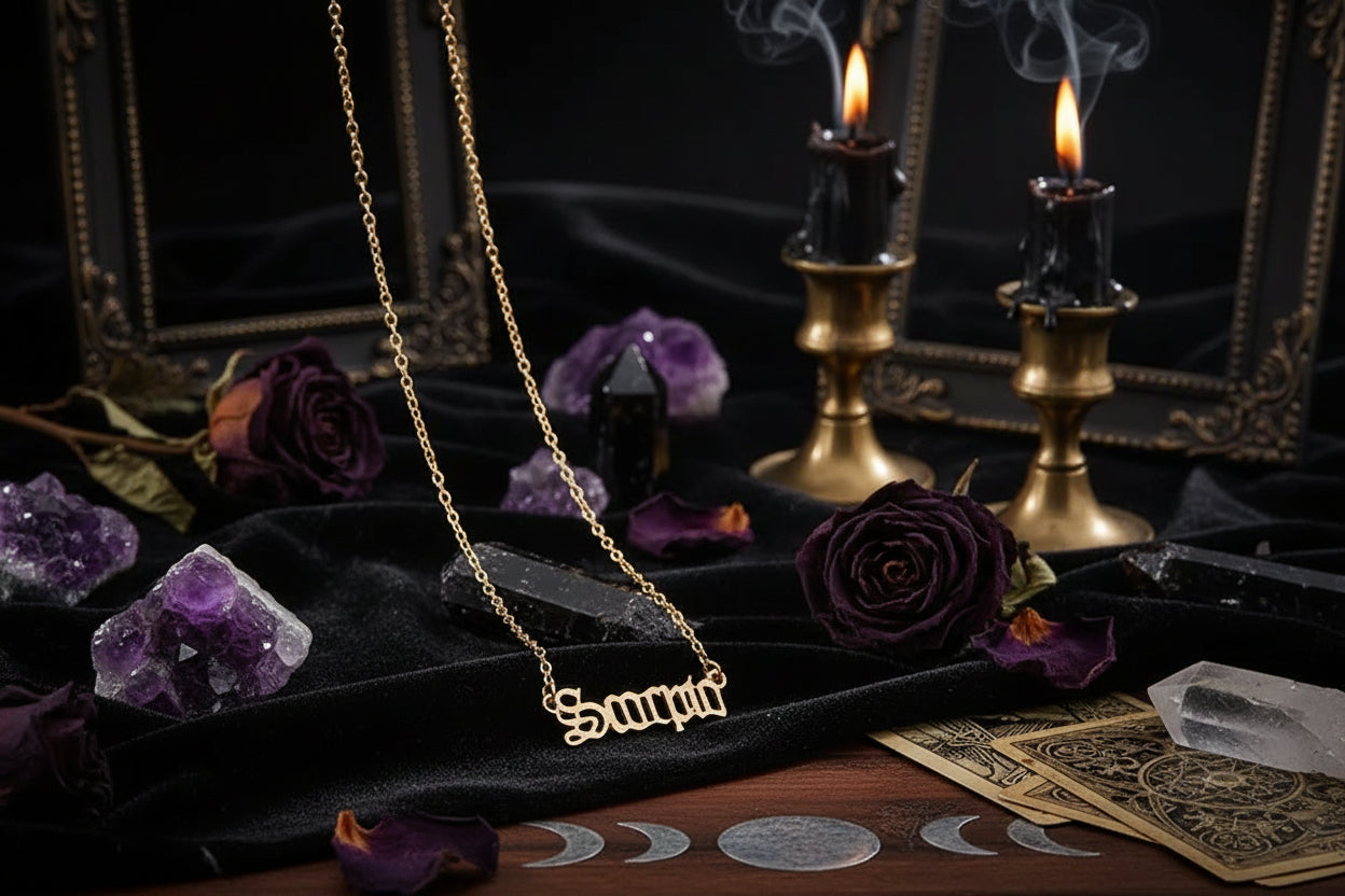 Cursive Zodiac Necklace - Sorceress Sanctuary Taurus-Pisces-Virgo-Capricorn-Aries