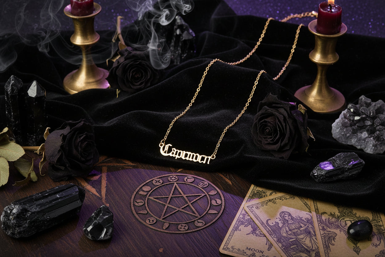 Cursive Zodiac Necklace - Sorceress Sanctuary Taurus-Pisces-Virgo-Capricorn-Aries
