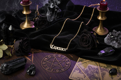 Cursive Zodiac Necklace - Sorceress Sanctuary Taurus-Pisces-Virgo-Capricorn-Aries