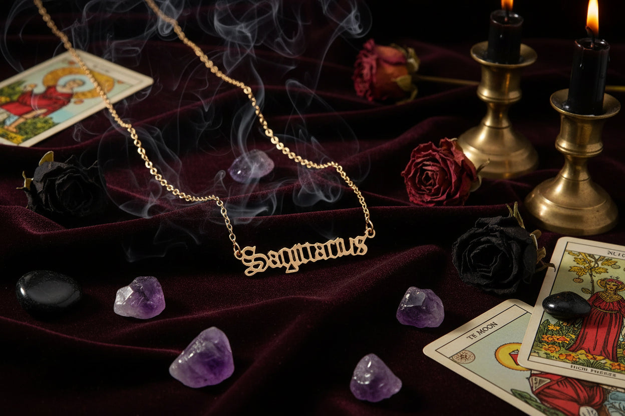 Cursive Zodiac Necklace - Sorceress Sanctuary Taurus-Pisces-Virgo-Capricorn-Aries
