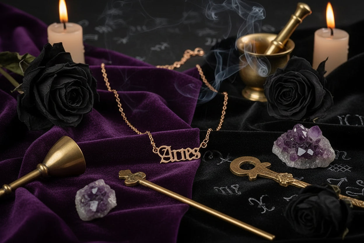 Cursive Zodiac Necklace - Sorceress Sanctuary Taurus-Pisces-Virgo-Capricorn-Aries