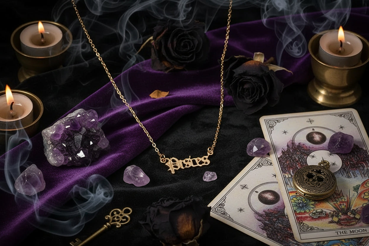 Cursive Zodiac Necklace - Sorceress Sanctuary Taurus-Pisces-Virgo-Capricorn-Aries