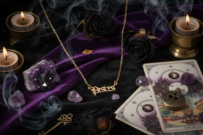 Cursive Zodiac Necklace - Sorceress Sanctuary Taurus-Pisces-Virgo-Capricorn-Aries