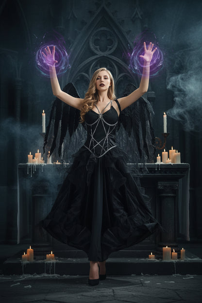 Women's Halloween Vampire Dark Angel Costume Sorceress Sanctuary