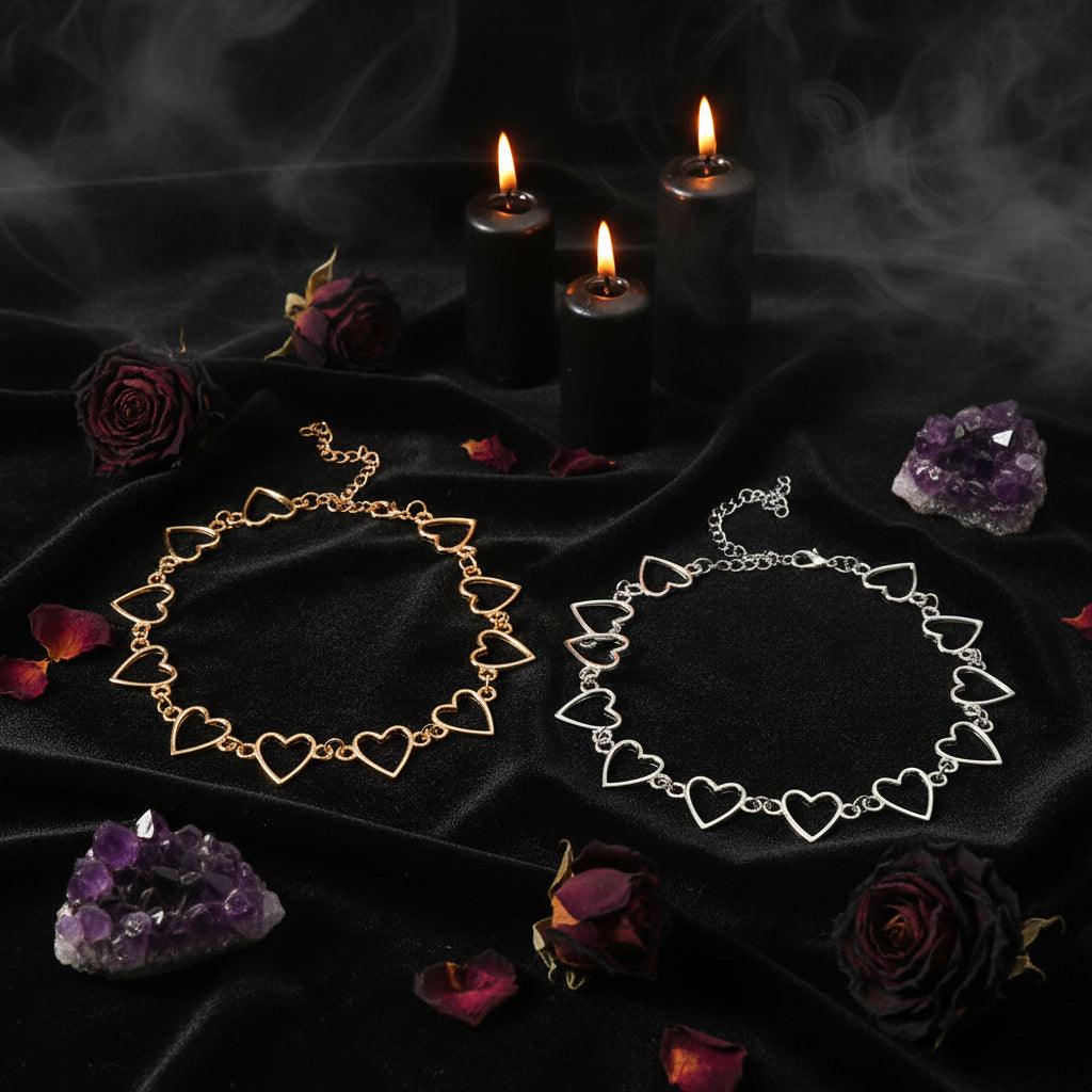 Gold and silver heart-shaped bracelets on a light surface with 'Paris' text in the background.