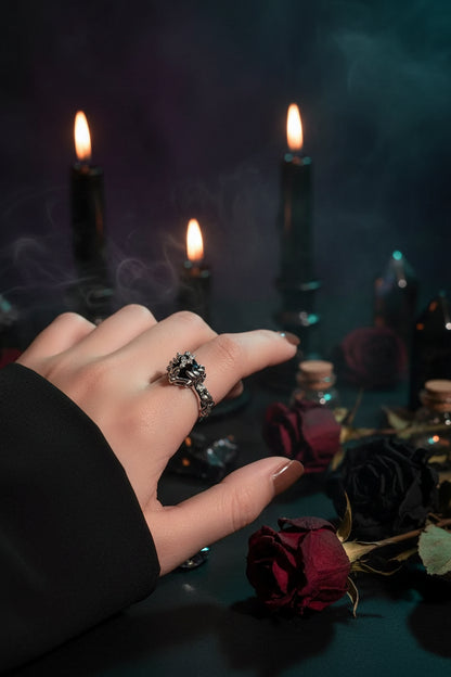 Dark Love Ring - Sorceress Sanctuary Heart Shaped Open Ring