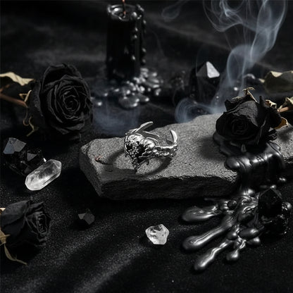 Dark Love Ring - Sorceress Sanctuary Heart Shaped Open Ring