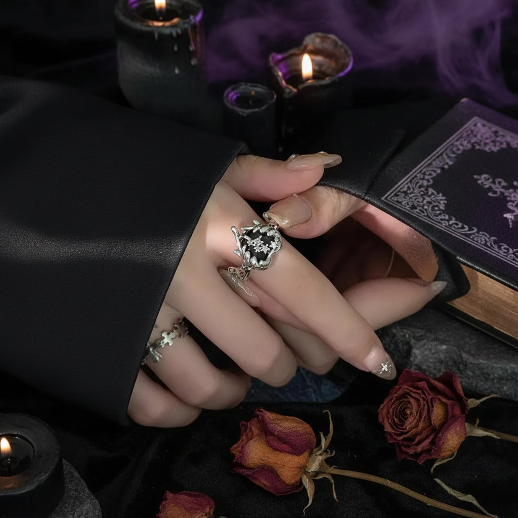 Dark Love Ring - Sorceress Sanctuary Heart Shaped Open Ring