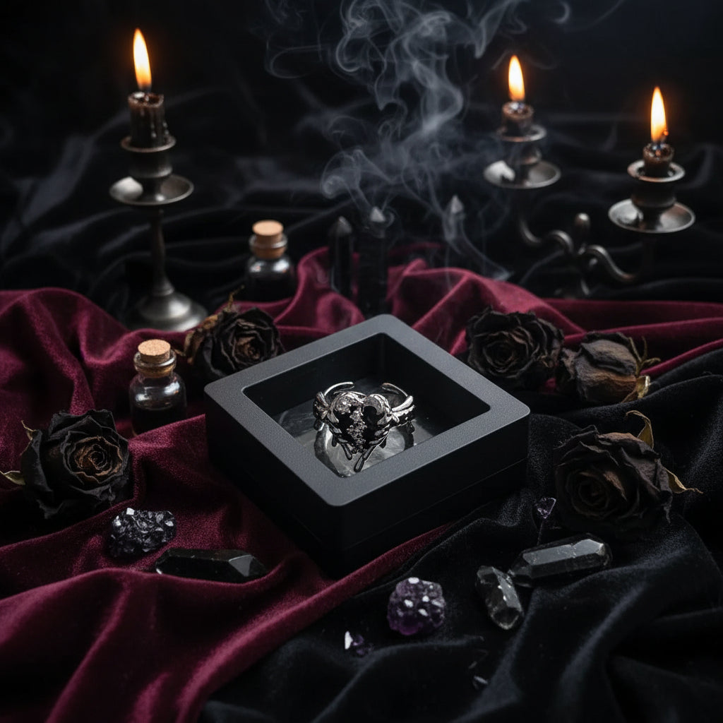 Dark Love Ring - Sorceress Sanctuary Heart Shaped Open Ring