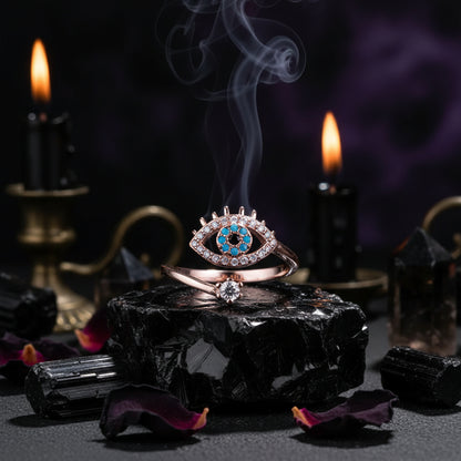 Demon Eye Ring, Copper with Diamond Accents Sorceress Sanctuary