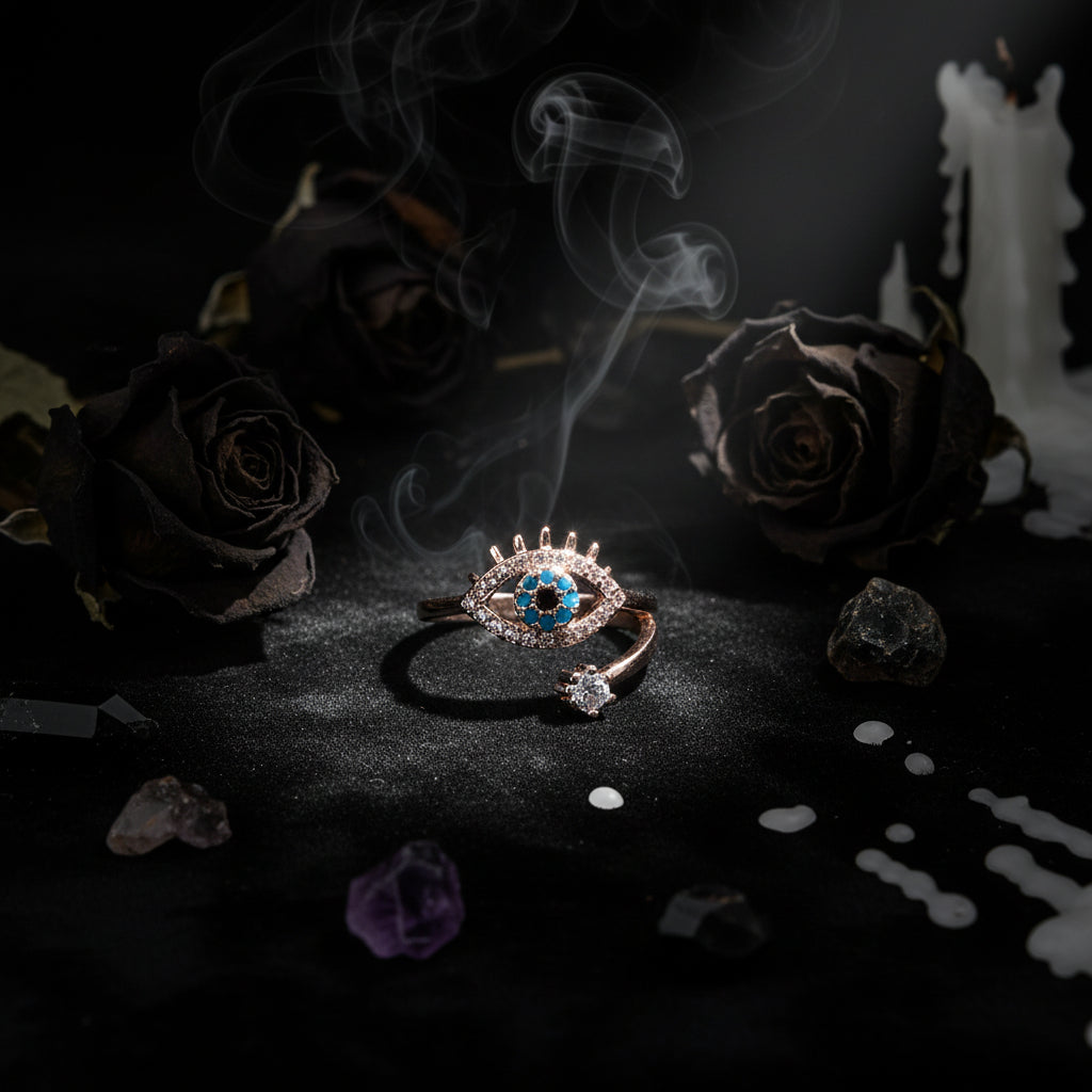Demon Eye Ring, Copper with Diamond Accents Sorceress Sanctuary