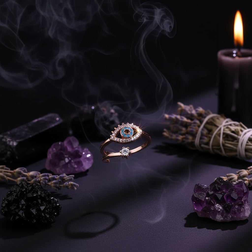 Demon Eye Ring, Copper with Diamond Accents Sorceress Sanctuary