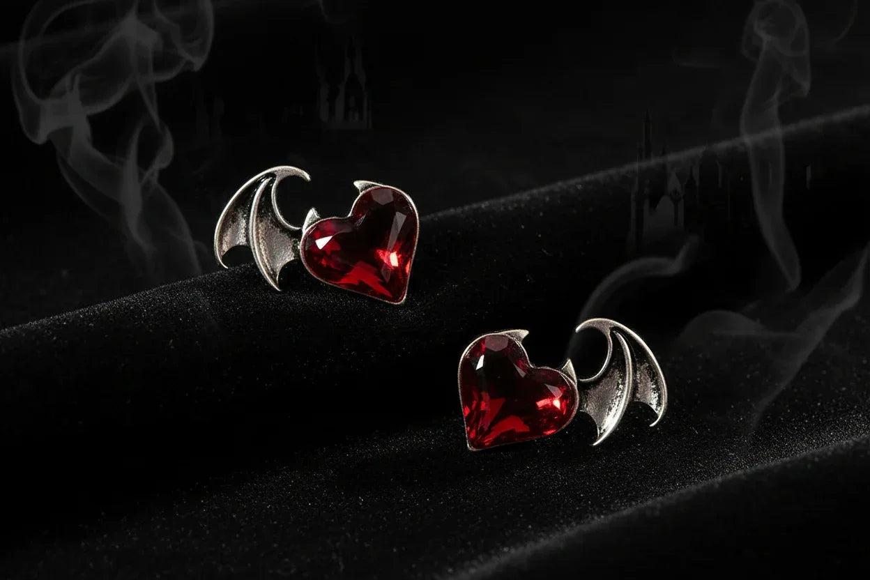 Demon Heart Earrings - Sorceress Sanctuary black-red