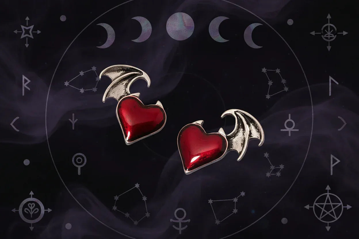 Demon Heart Earrings - Sorceress Sanctuary black-red