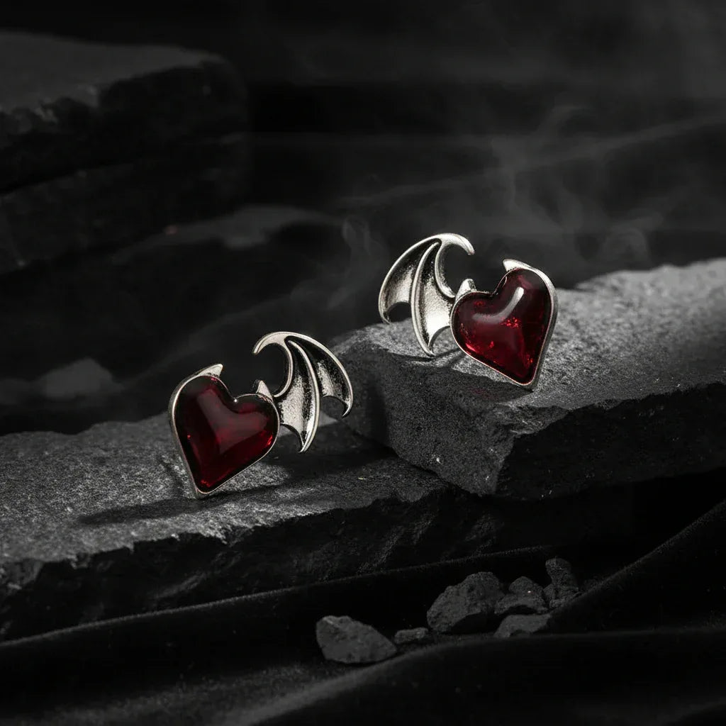 Demon Heart Earrings - Sorceress Sanctuary black-red