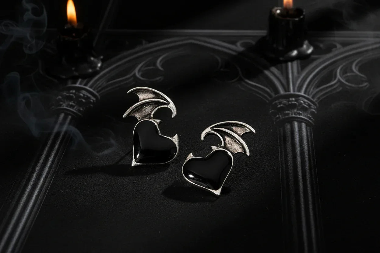 Demon Heart Earrings - Sorceress Sanctuary black-red