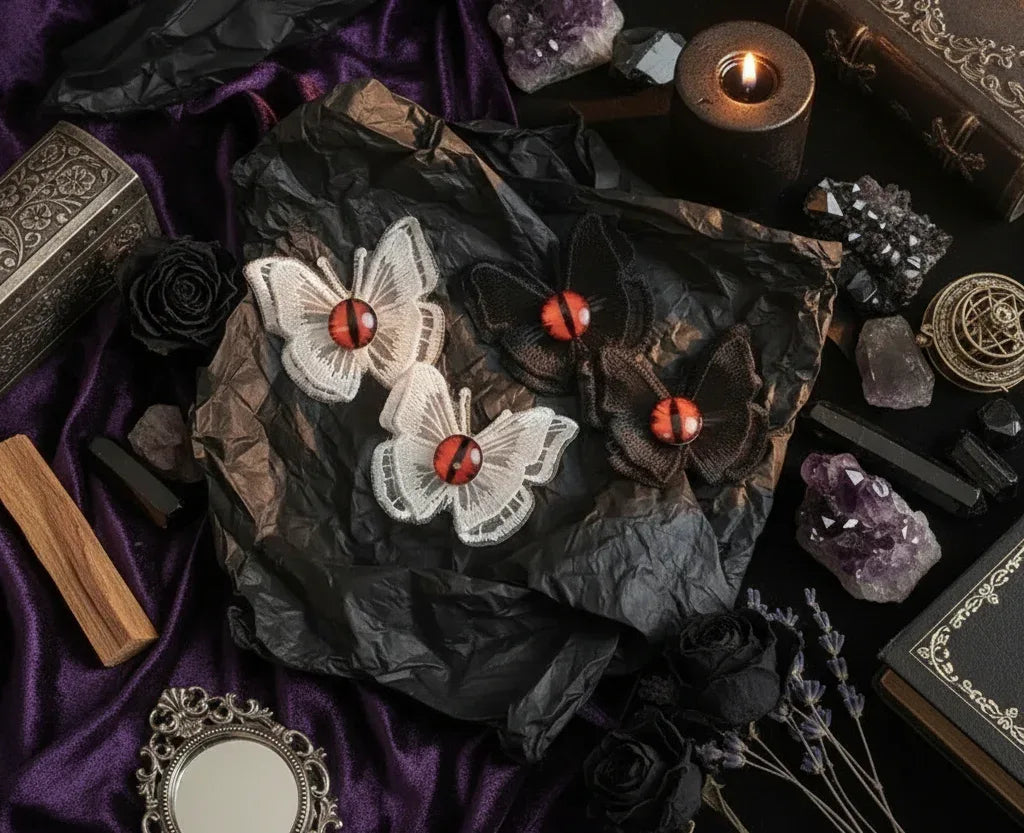 Devil Butterfly Clip - Sorceress Sanctuary White-Black
